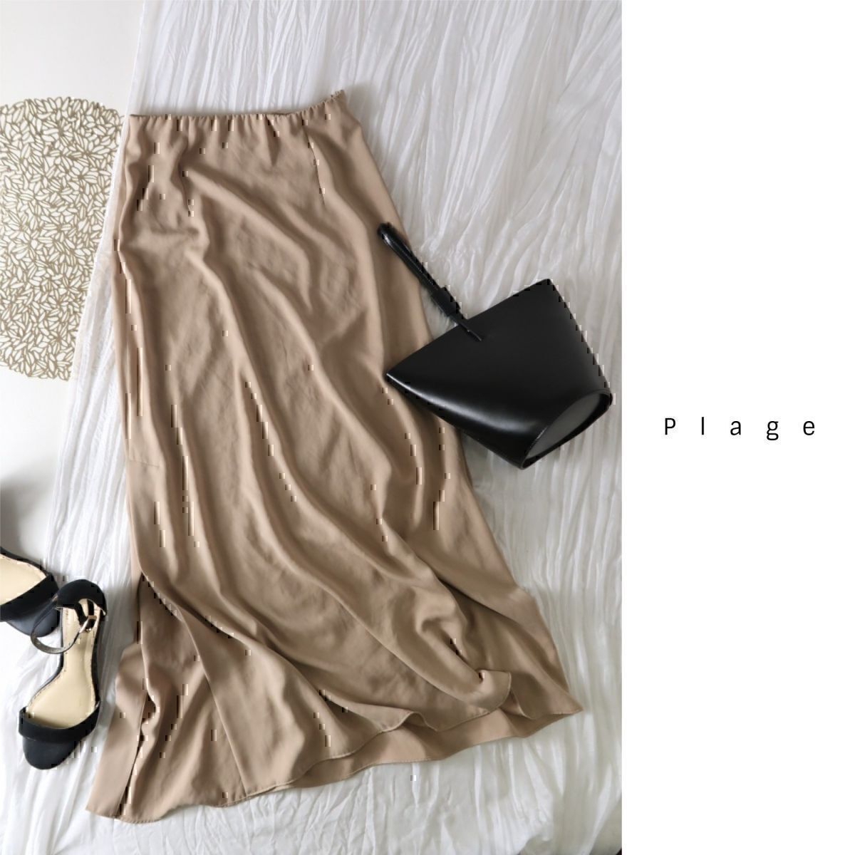 1.7万☆プラージュ Plage☆洗える ライトサテン イージースカート 36サイズ 日本製☆E-M 4853拍卖
