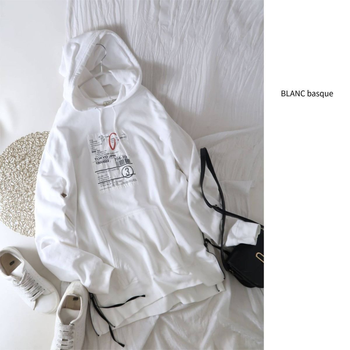 1.6万☆ブランバスク BLANC basque☆洗える タイベックプリント サイドZIPパーカー 38サイズ☆A-O 5905拍卖