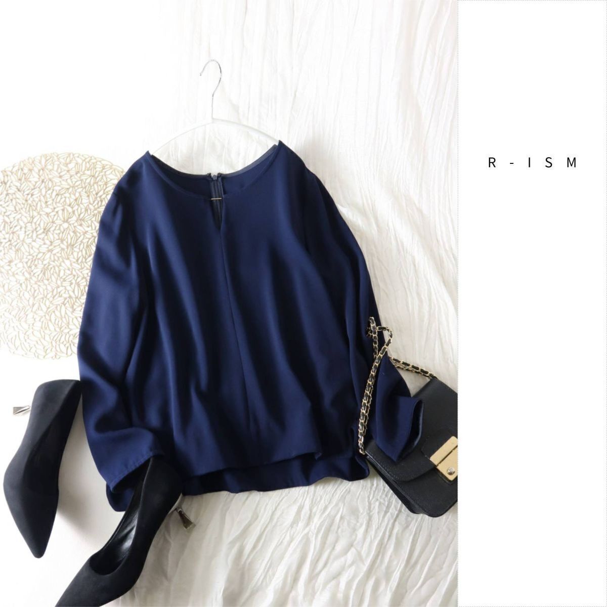 リズム R-ISM☆洗える メタルパーツ付 クルーネックブラウス☆M-S 5696拍卖