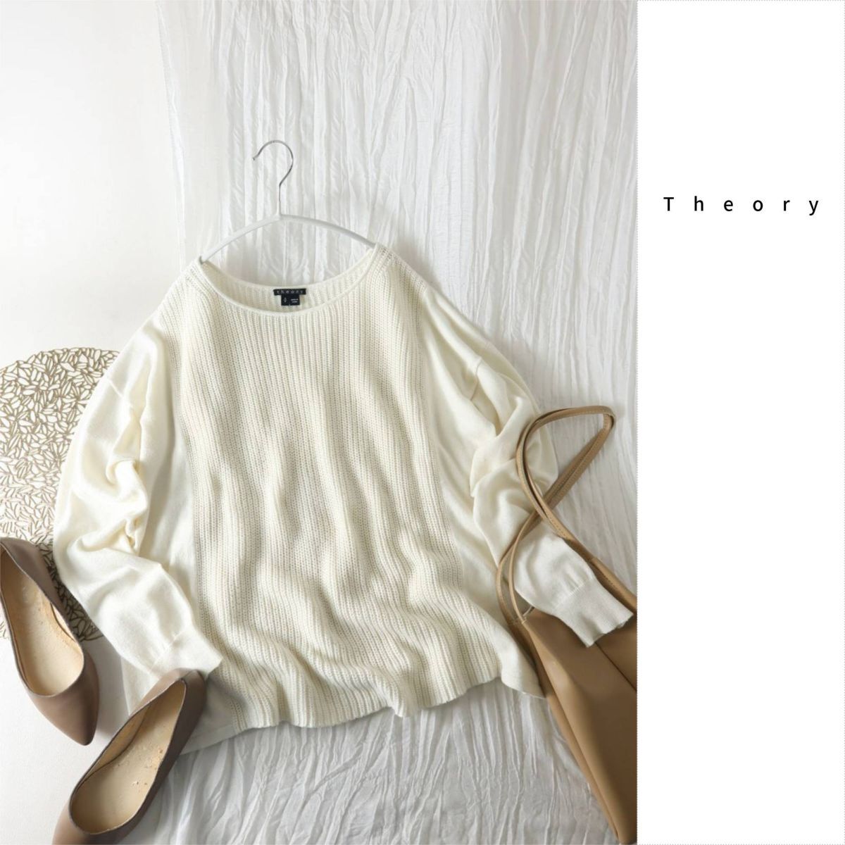 2.8万☆セオリー Theory☆カシミヤ混 編地切替ニット Sサイズ☆A-O 6353拍卖