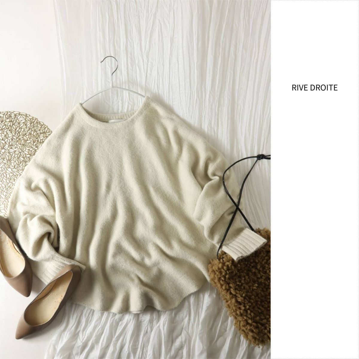 1.2万☆2023AW☆リヴドロワ RIVE DROITE☆【インせずお洒落見え】バックテールワイドニット Fサイズ☆A-O 6242拍卖