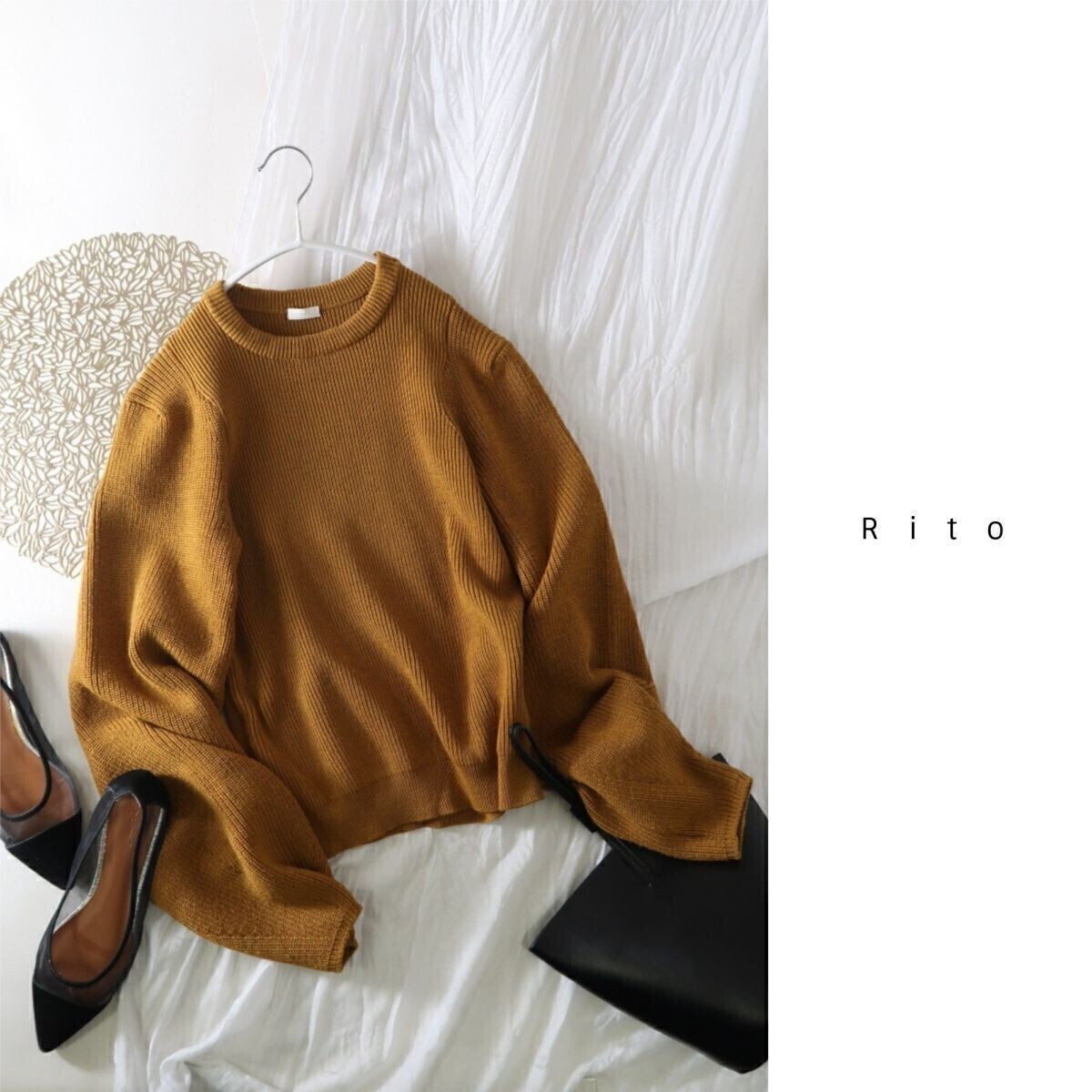 リト Rito☆ボリュームスリーブ 畦ニット☆M-B 0937拍卖