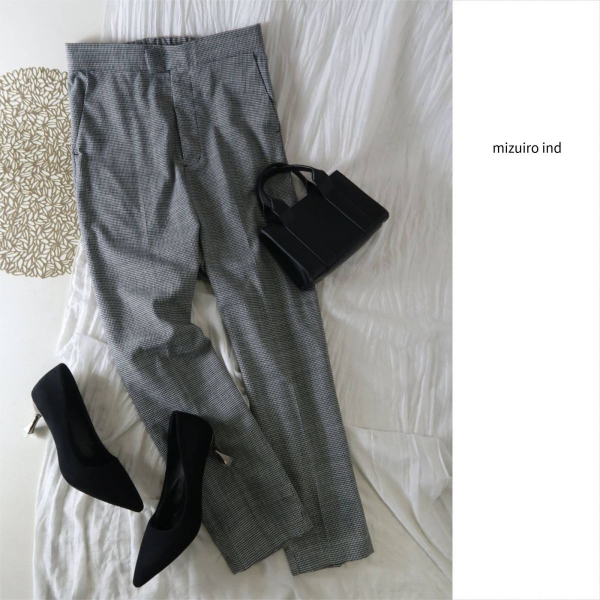 1.7万☆超美品☆ミズイロインド mizuiro ind☆洗える チェック柄 サルエルパンツ 2サイズ 日本製☆A-O 6233拍卖