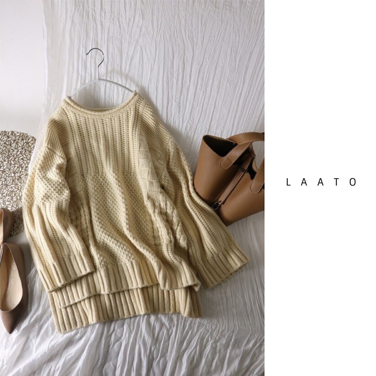 1.3万☆2022AW☆ラート LAATO/アーバンリサーチ☆ウール混 パターンニット Fサイズ☆R-O 0940拍卖