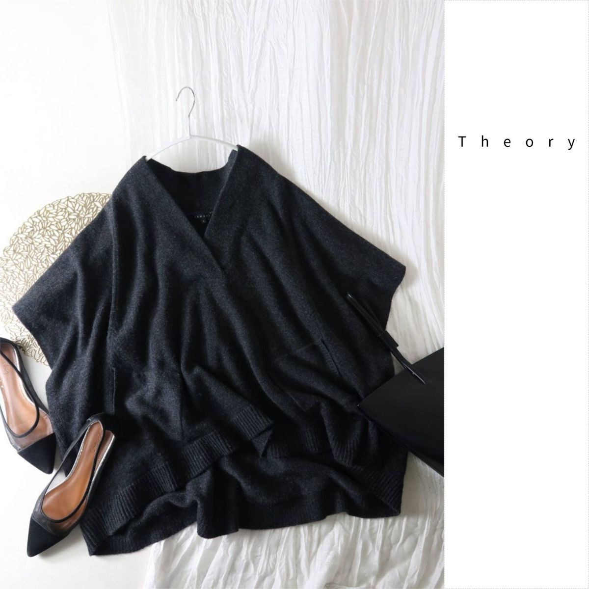 セオリー Theory☆カシミヤ100% ポンチョ風ニット Sサイズ 日本製☆A-O 6389拍卖