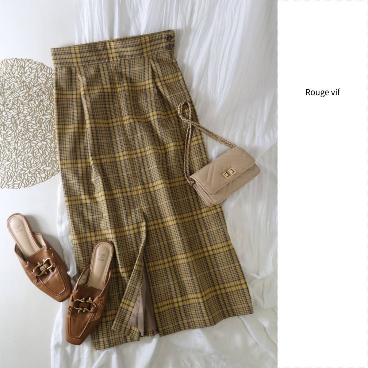 2万☆ルージュ・ヴィフ Rouge vif☆PIOPELE チェックタイトスカート 38サイズ 日本製☆R-O 6494拍卖