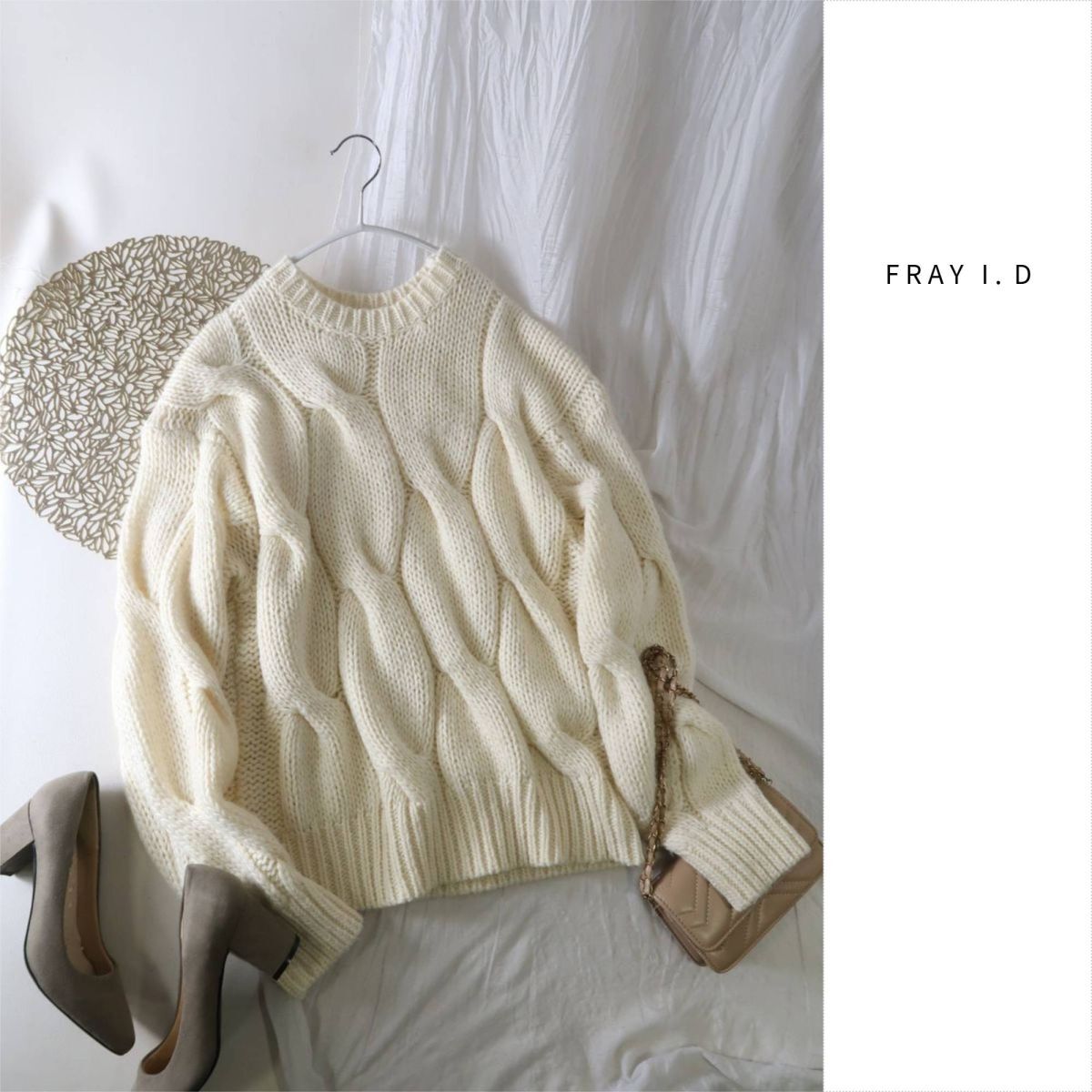 2.3万☆2022AW☆フレイアイディー FRAY I. D☆ハンドケーブル ボックス ニット Fサイズ☆A-O 6740拍卖