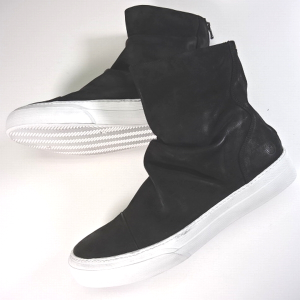 ◎新品訳 DABLIU ダブリュー 本革レザー ハイカット シューズ スリッポン バッグジップ ブーツ 靴 黒 26cm 41 メンズ 男性 紳士用 拍卖