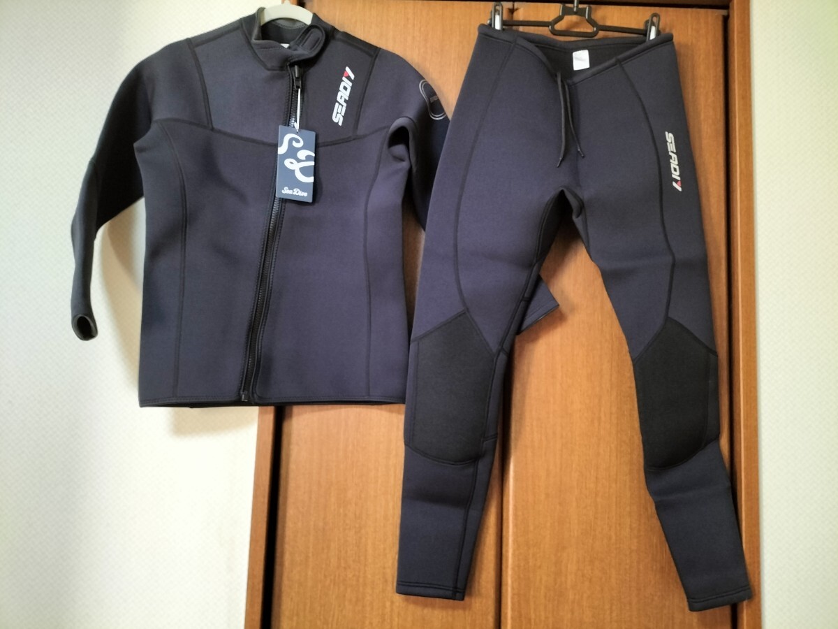 ウェットスーツ 3mm メンズM 上下セパレート 2ピース 上下セット拍卖