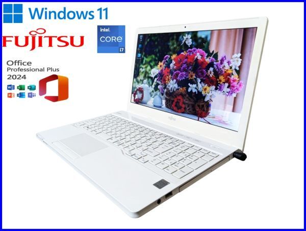 ★爆速 Intel Core i7【メモリ16G/SSD512G】カスタマイズ/FUJITSU LIFEBOOK・Window11/Office2024/Webカメラ/Wi-Fi/ハガキソフト★拍卖