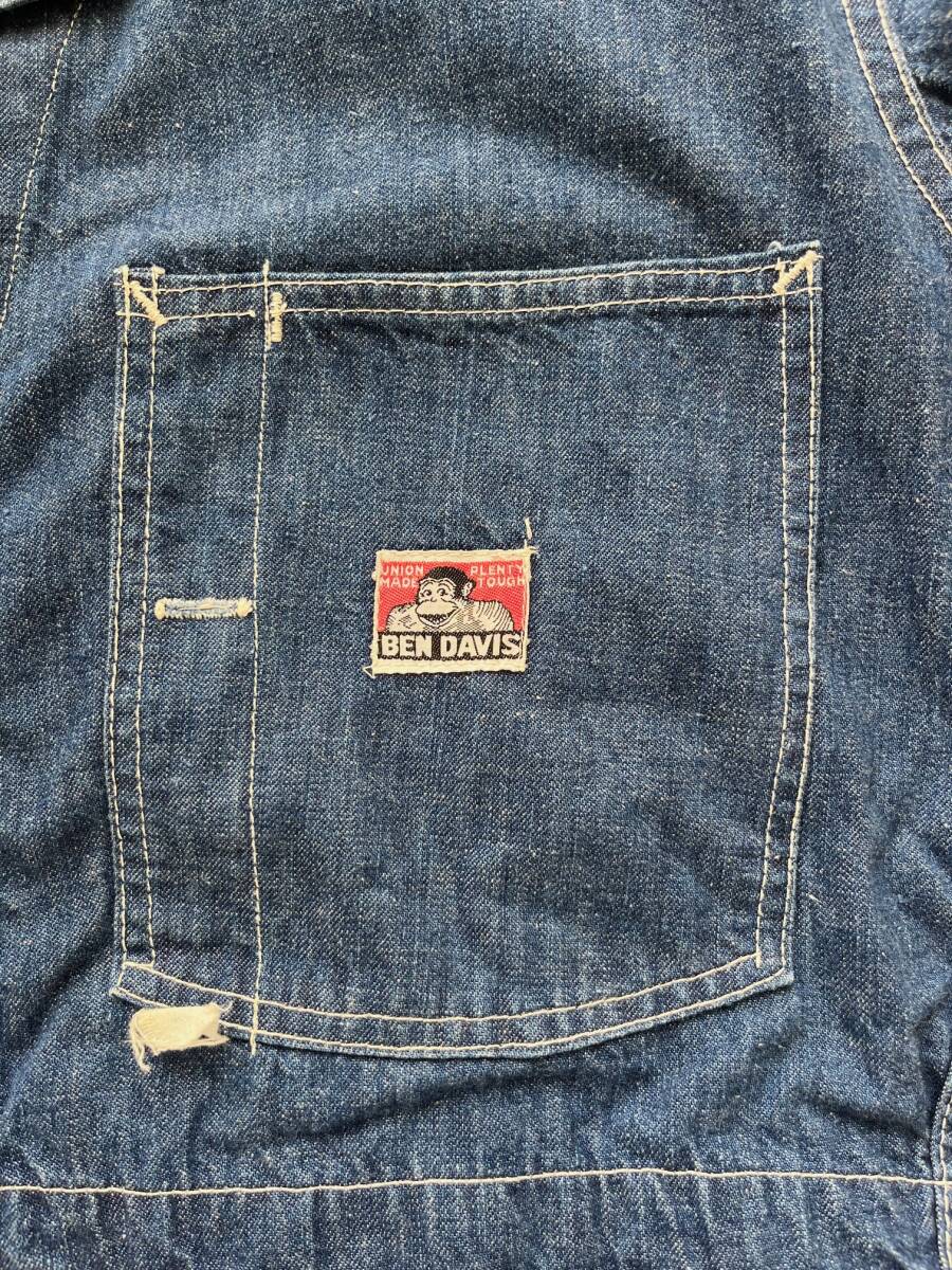 50s ben davis ベンデイビス オーバーオール オールインワン ツナギ ビンテージ ワーク カバーオール vintage denin デニム overall 40s 拍卖