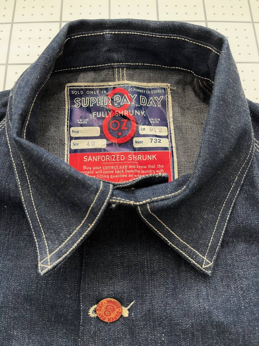 30s dead stock SUPER PAY DAY chore coat カバーオール cover all ビンテージ special スペシャル デッドストック デニム vintage denim拍卖