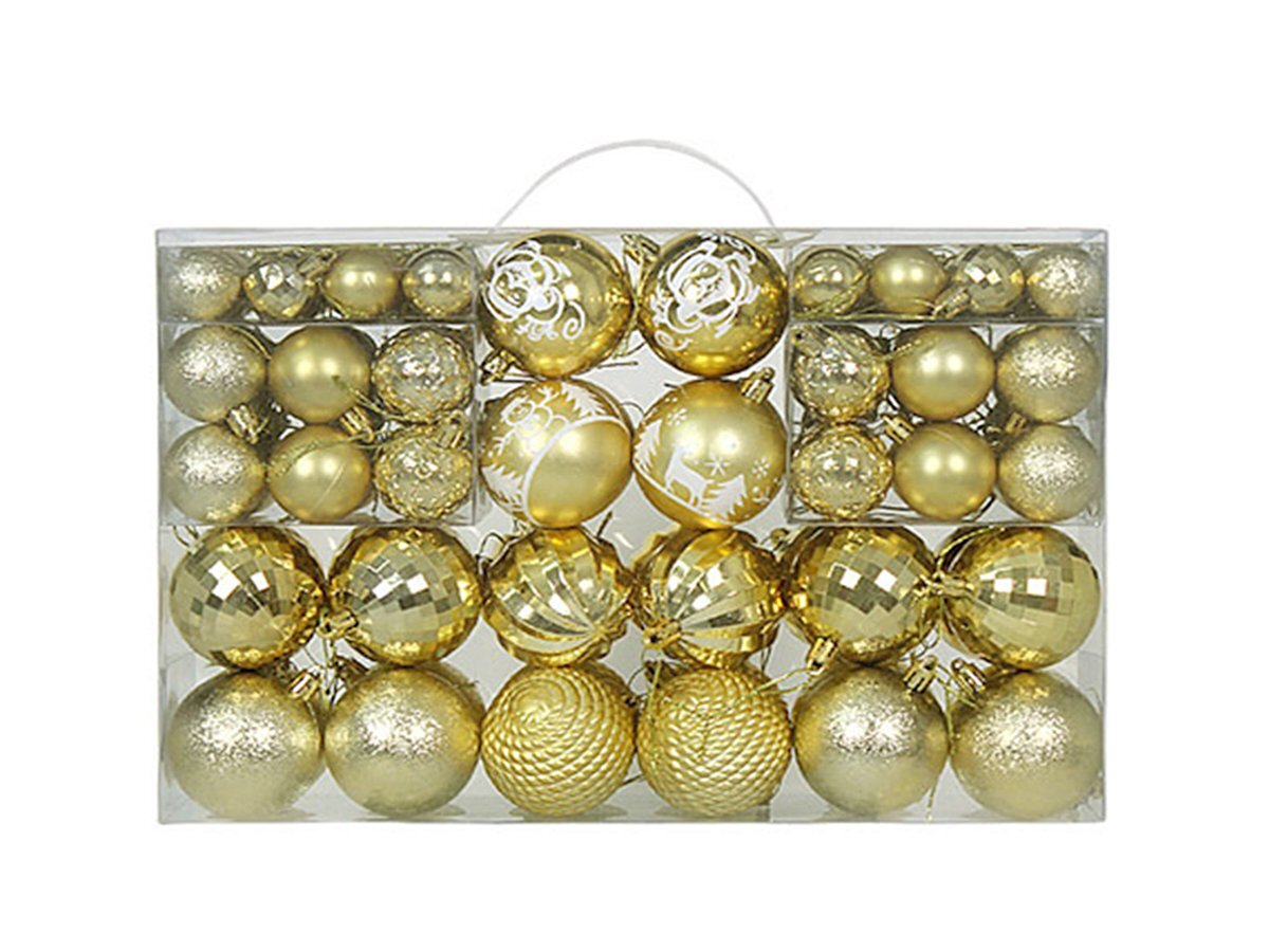 クリスマスツリーオーナメント ボール型 100個セット ゴールド ラメ無し シンプル 大容量 装飾 Xmas Christmas デコレーション インテリア拍卖