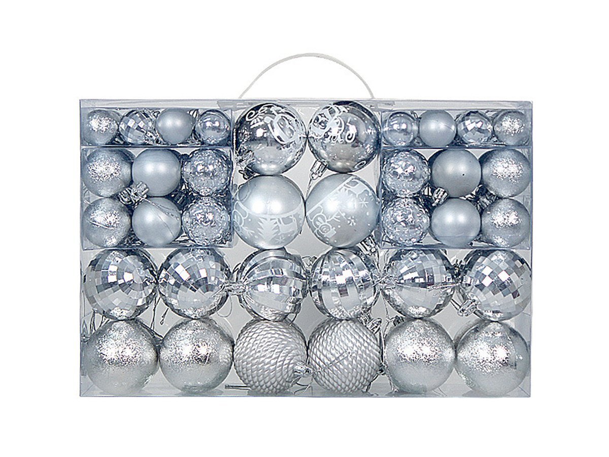 クリスマスツリーオーナメント ボール型 100個セット シルバー ラメ無し シンプル 大容量 装飾 Xmas Christmas デコレーション インテリア拍卖
