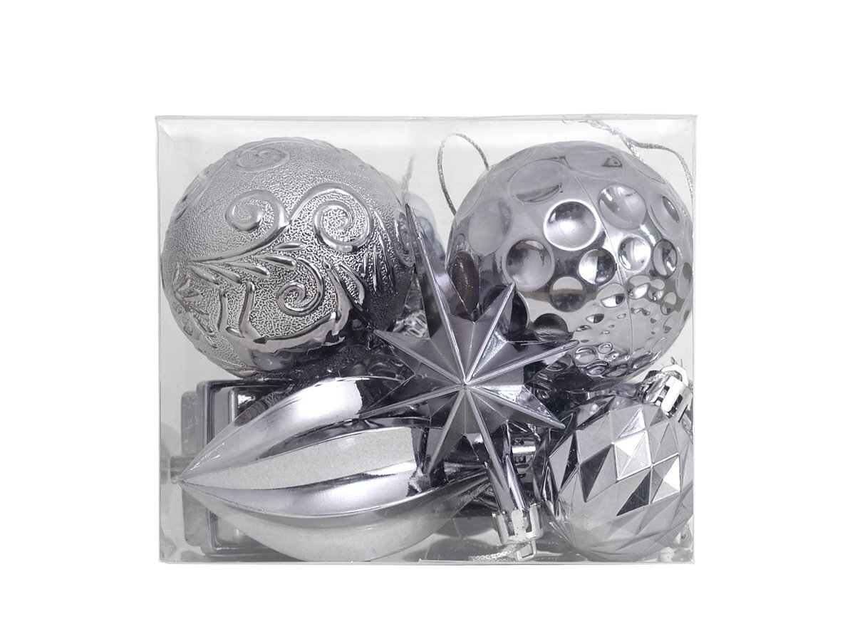 クリスマスツリーオーナメント アソート 12個セット シルバー ラメ無し ボール スター 装飾 Xmas Christmas デコレーション インテリア拍卖