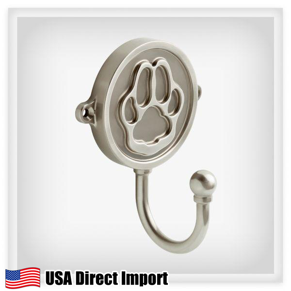 SALE Paw Print 7/8 in. Single Prong Hook アメリカ直輸入 Satin Nickel ウォールフック 壁付け 収納 インテリア ハンガー 雑貨 リビング拍卖
