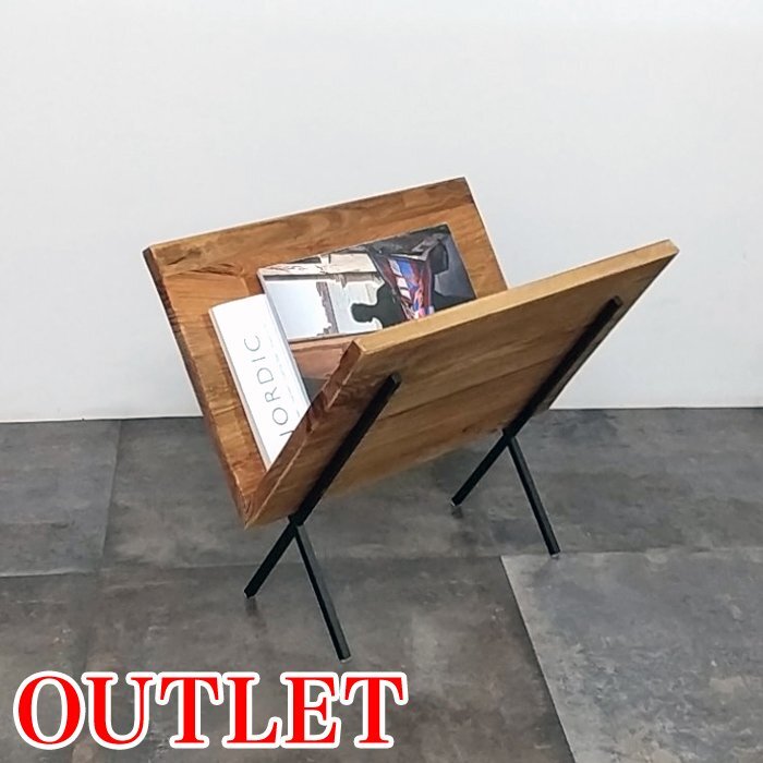 SALE 訳有 マガジンラック 古材 パイン材 アイアン 家具 収納 本 小物 雑貨 アンティーク ヴィンテージ インダストリアル スタンド ウッド拍卖