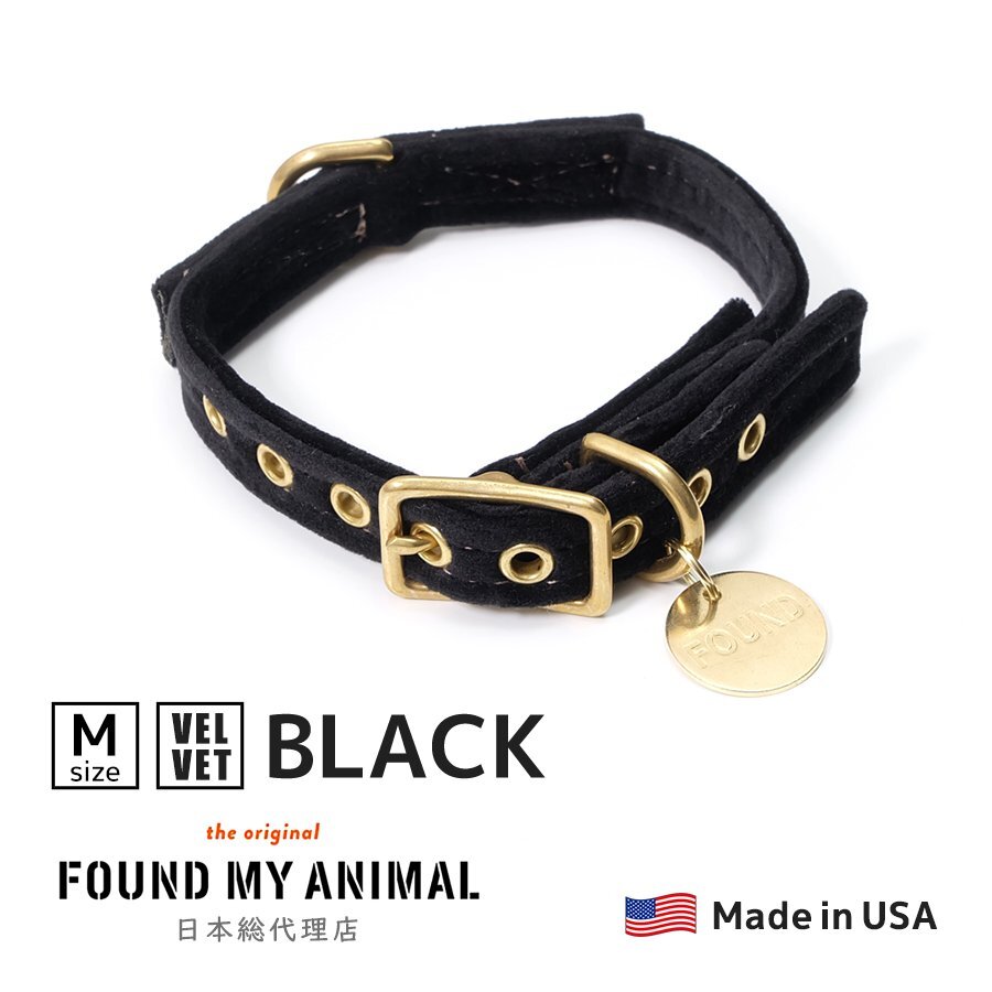 FOUND MY ANIMAL キャット ドッグ カラー 首輪 BLACK Mサイズ 犬 ネコ ペット ベルト クラシカル アメリカ製 Cat & Dog Collar拍卖