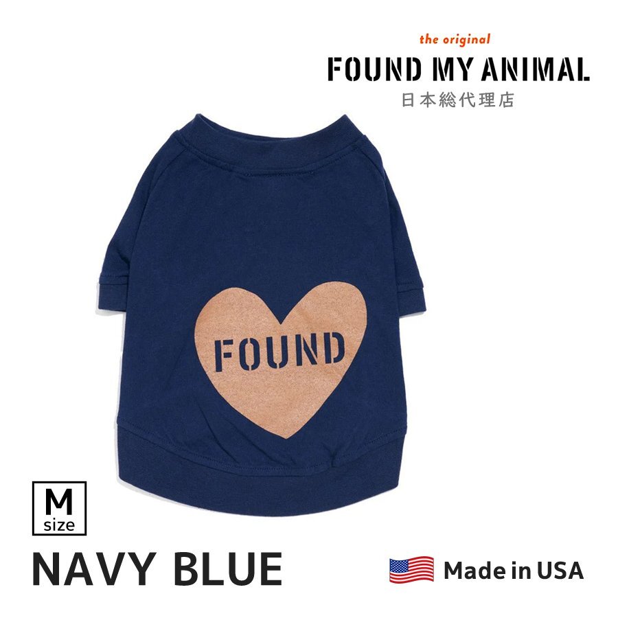 FOUND MY ANIMAL ドッグウェア Navy Blue Mサイズ 犬 イヌ いぬ dog 衣服 シャツ コットン ペット アパレル Big Full Heart Animal T-Shirt拍卖