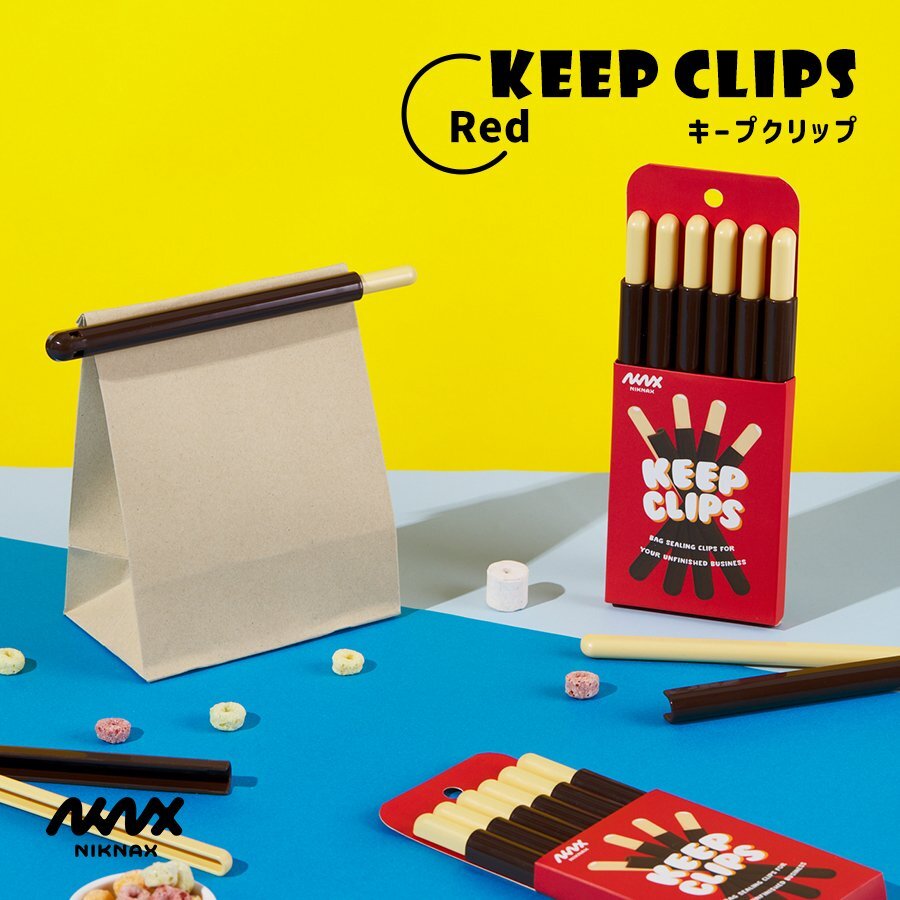 Niknax Keep Clips フードクリップ レッド 袋留め 雑貨 小物 保存グッズ キッチン用品 インテリア オブジェ 整理 整頓 お菓子 卓上 保管拍卖
