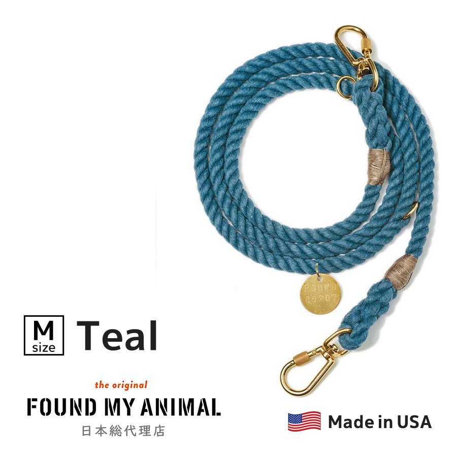 FOUND MY ANIMAL アジャスタブル リード Teal Mサイズ 長さ調整可能 犬 マリンロープ ペット 散歩 アメリカ製 ADJUSTABLE LEASH拍卖