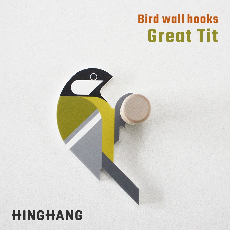 HINGHANG Bird wall hooks Great Tit ウォールフック ウォールハンガー 壁付け 収納 インテリア 北欧 雑貨 小物 オブジェ リビング バード拍卖