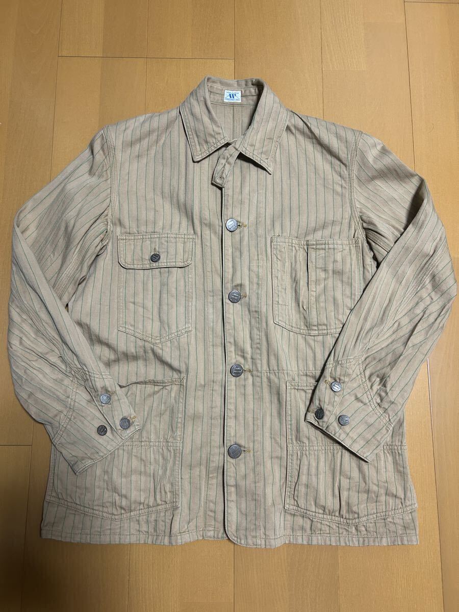 ウエアハウス カバーオール ベージュ×グリーン サイズ36拍卖