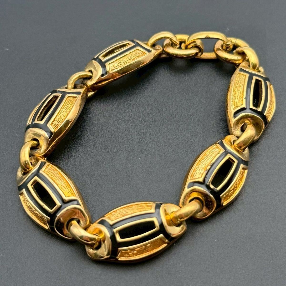 【希少・未使用保管品】Christian Dior クリスチャンディオール ブレスレット バングル ゴールド カラーストーン コスチュームジュエリー拍卖