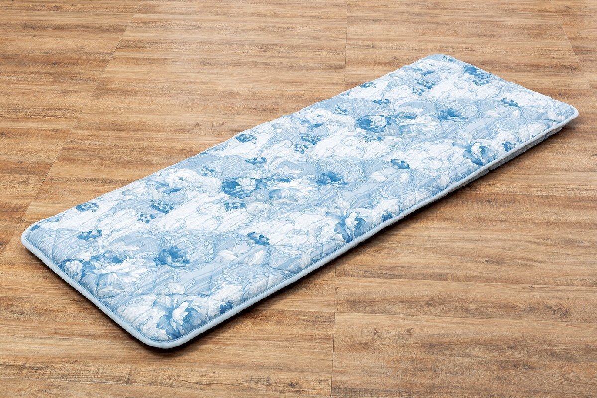 新品@日本製 抗菌防臭わた使用固綿入りボリュームごろ寝長座布団/ブルー(防ダニ ごろ寝マット 快適 フリーマット お昼寝マット)拍卖