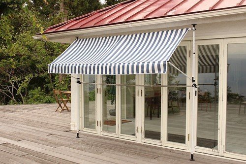 新品@物干し竿取り付け可能!オーニングシェード 幅2m/ストライプ(日よけ サンシェード 日よけスクリーン ブラインド)拍卖