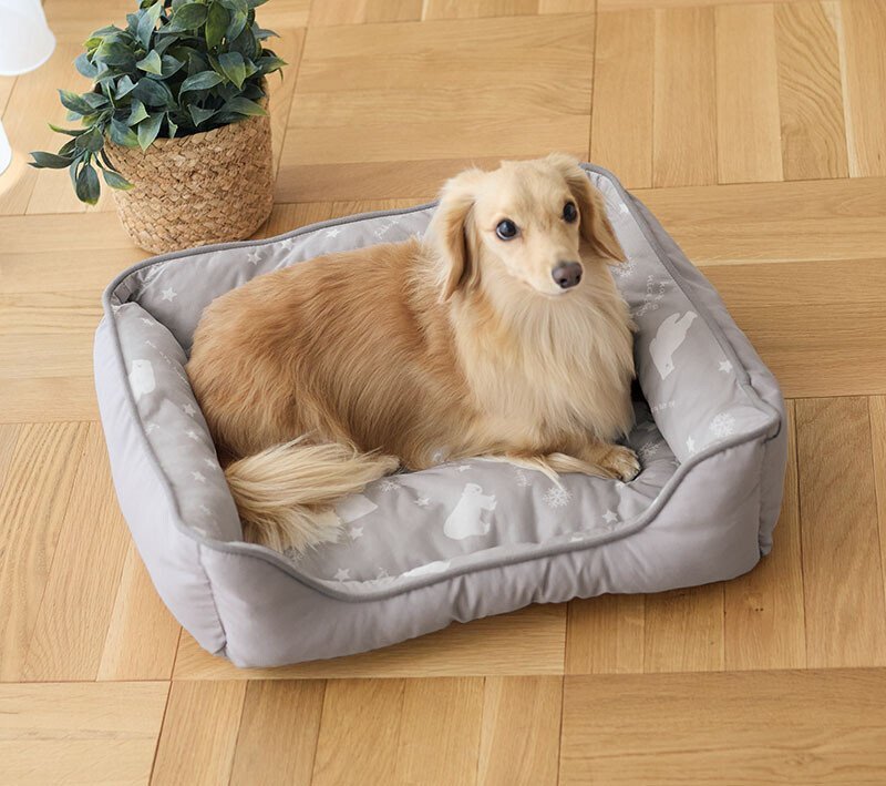 新品@接触冷感 白くまシリーズ ベッド/オパールグレー(暑さ対策 猫小屋 猫ベッド 小型犬ベッド ハウス 室内用 可愛い 両面 手洗いOK)拍卖