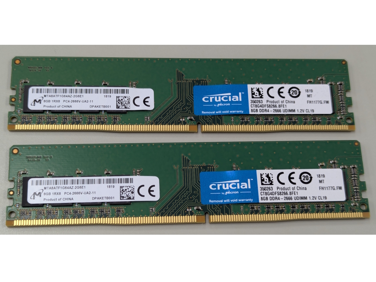 Crucial PC4-2666V-UA2-11 8GB 2枚 16GB DDR4 デスクトップ用メモリ拍卖