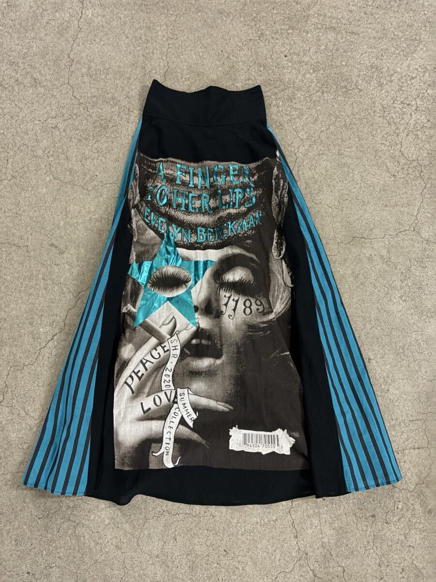 SHARE SPIRIT scull stripe long skirt シェアスピリット アーカイブ スカル拍卖