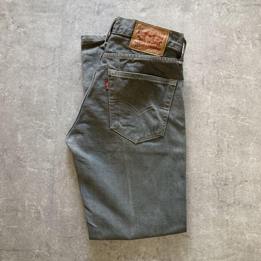 Levi's 511 カラーデニム グレー ジーンズ ややストレッチW31L32拍卖