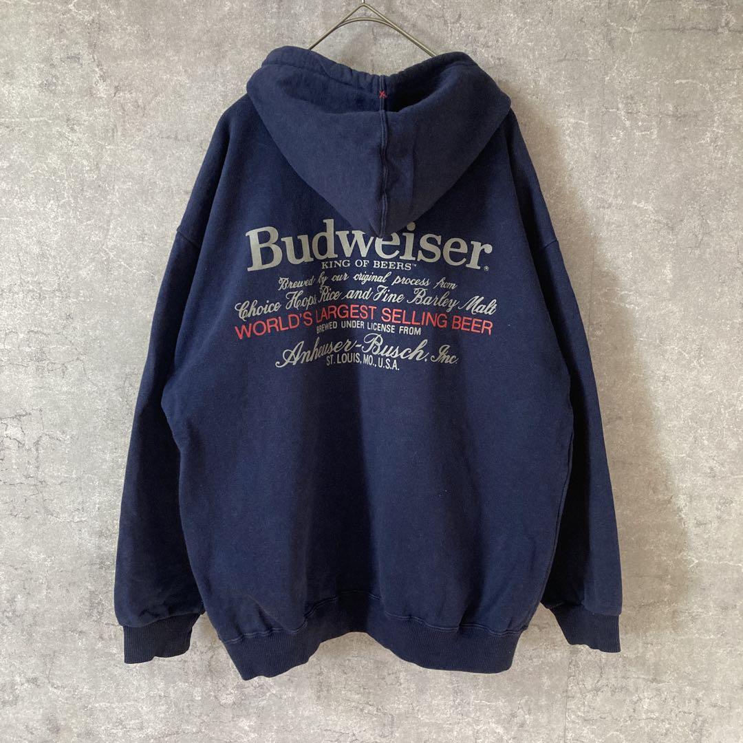 Budweiser バドワイザー スウェットパーカー ジップアップ Lサイズ 紺拍卖