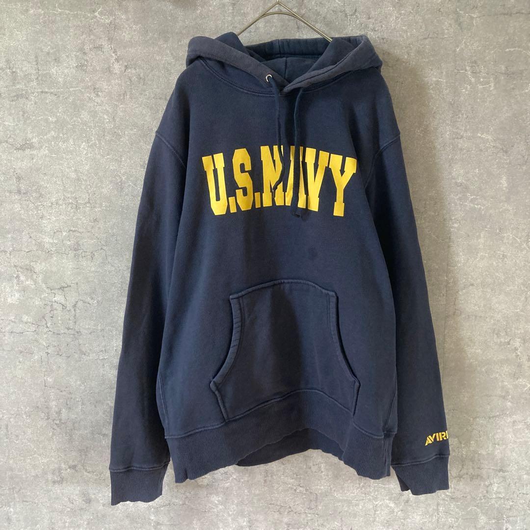 AVIREX U.S.NAVY スウェット パーカー Lサイズ ネイビー拍卖