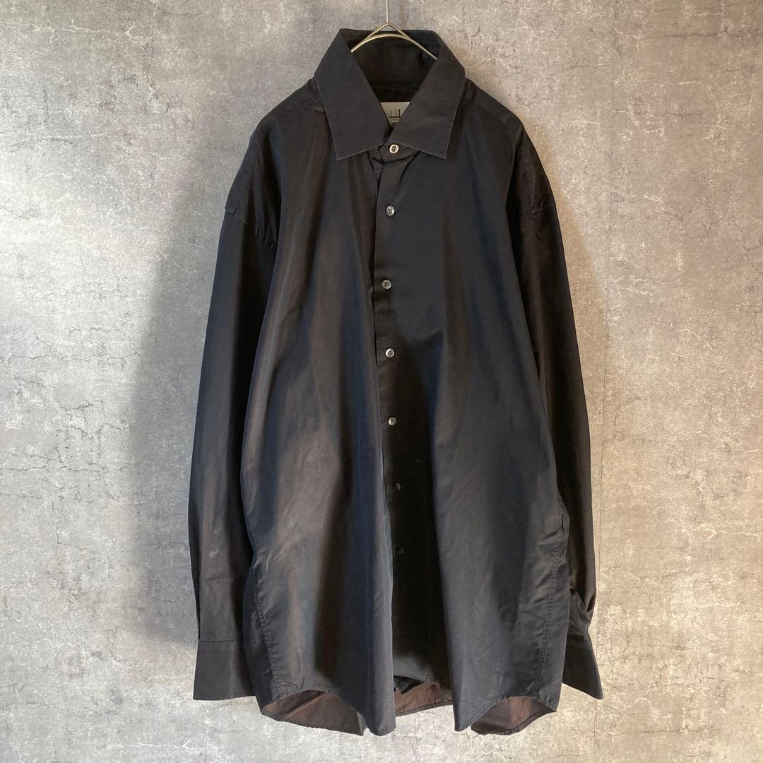 dunhill イタリア製 ボタンダウンシャツ 長袖 黒シャツ XLサイズ拍卖