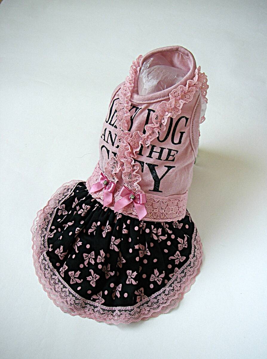 PARIS EROTICA maniac ノースリーブ・ワンピース ピンクトップス/黒スカート チュールサスペンダー/リボンのデコ サイズSS パリエロ拍卖