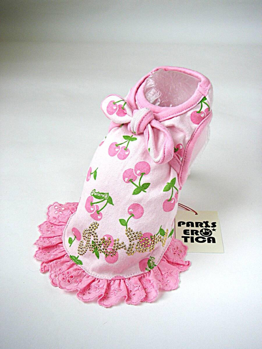【未使用】PARIS EROTICA maniac ノースリーブ・ワンピース チェリー柄/ピンク リボン/スタッズ/フリルのデコ サイズXS パリエロ ワンピ拍卖