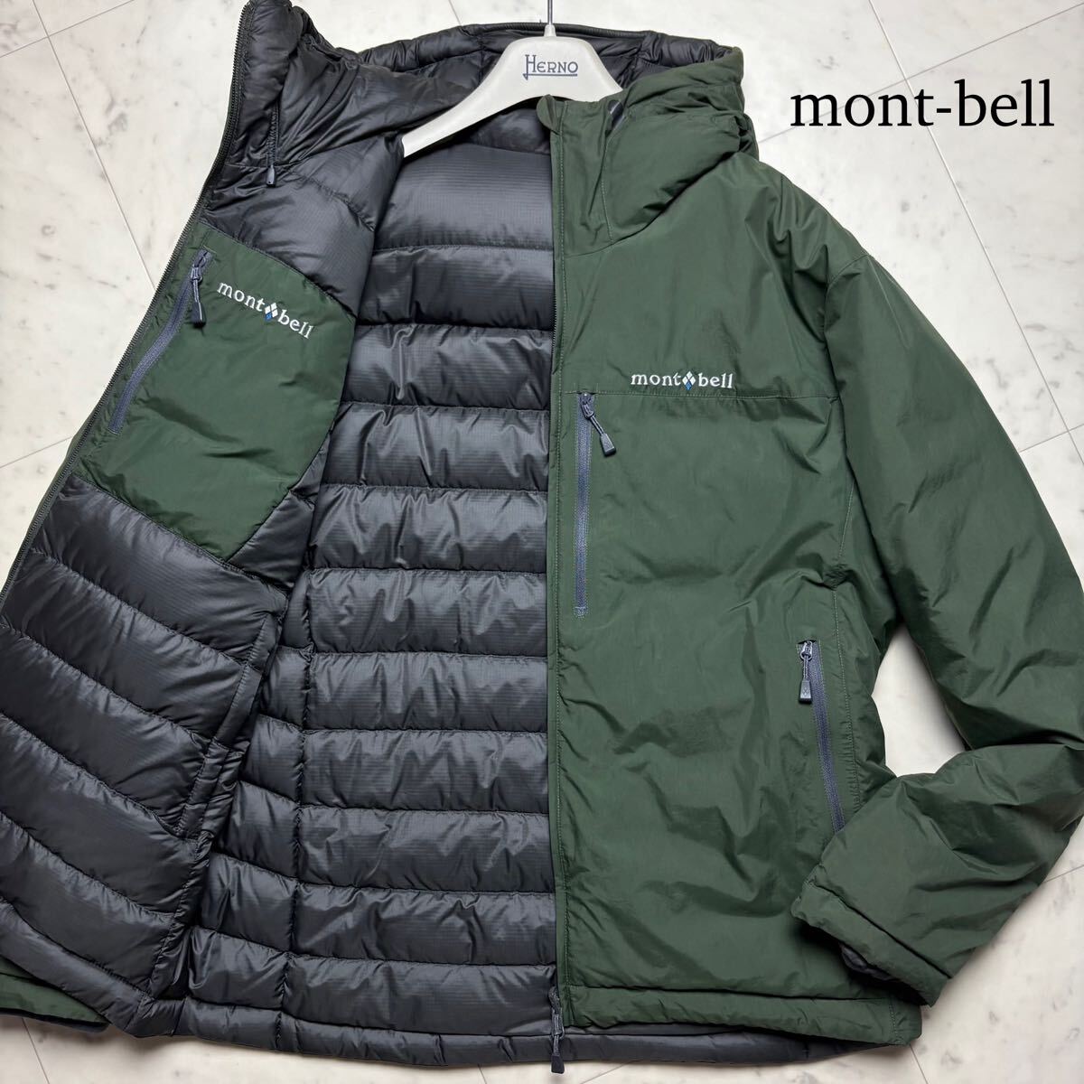 Lサイズ★ モンベル mont-bell コロラドパーカ リバーシブル 2way ダウンジャケット ブルゾン 軽量 アウトドア カーキ グレー メンズ拍卖