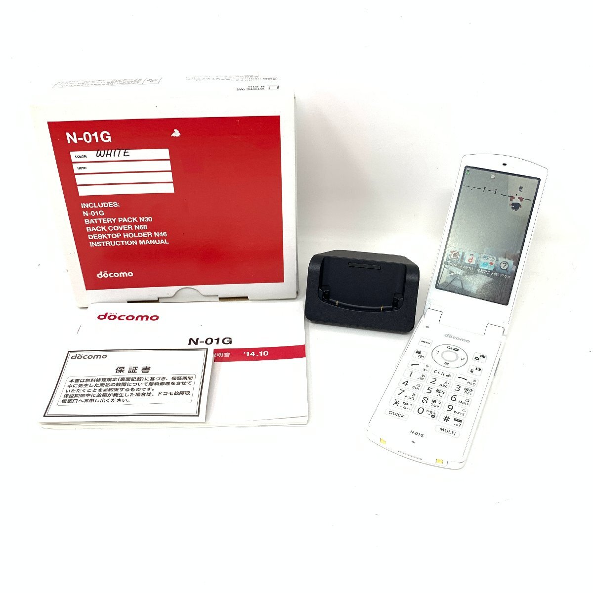 ◆中古品 箱有り◆NECモバイルコミュニケーションズ/NECケータイ N-01G/1GB/ホワイト/良好/83875拍卖