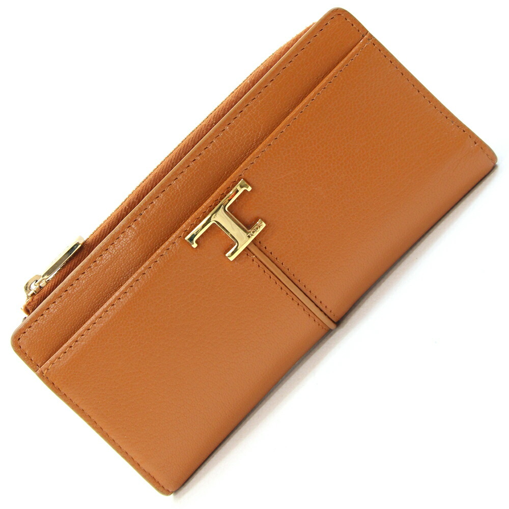 トッズ 二つ折り長財布 Tタイムレス XAWTSKBS400TLS9O93 ブラウン レザー 中古 ロングウォレット拍卖