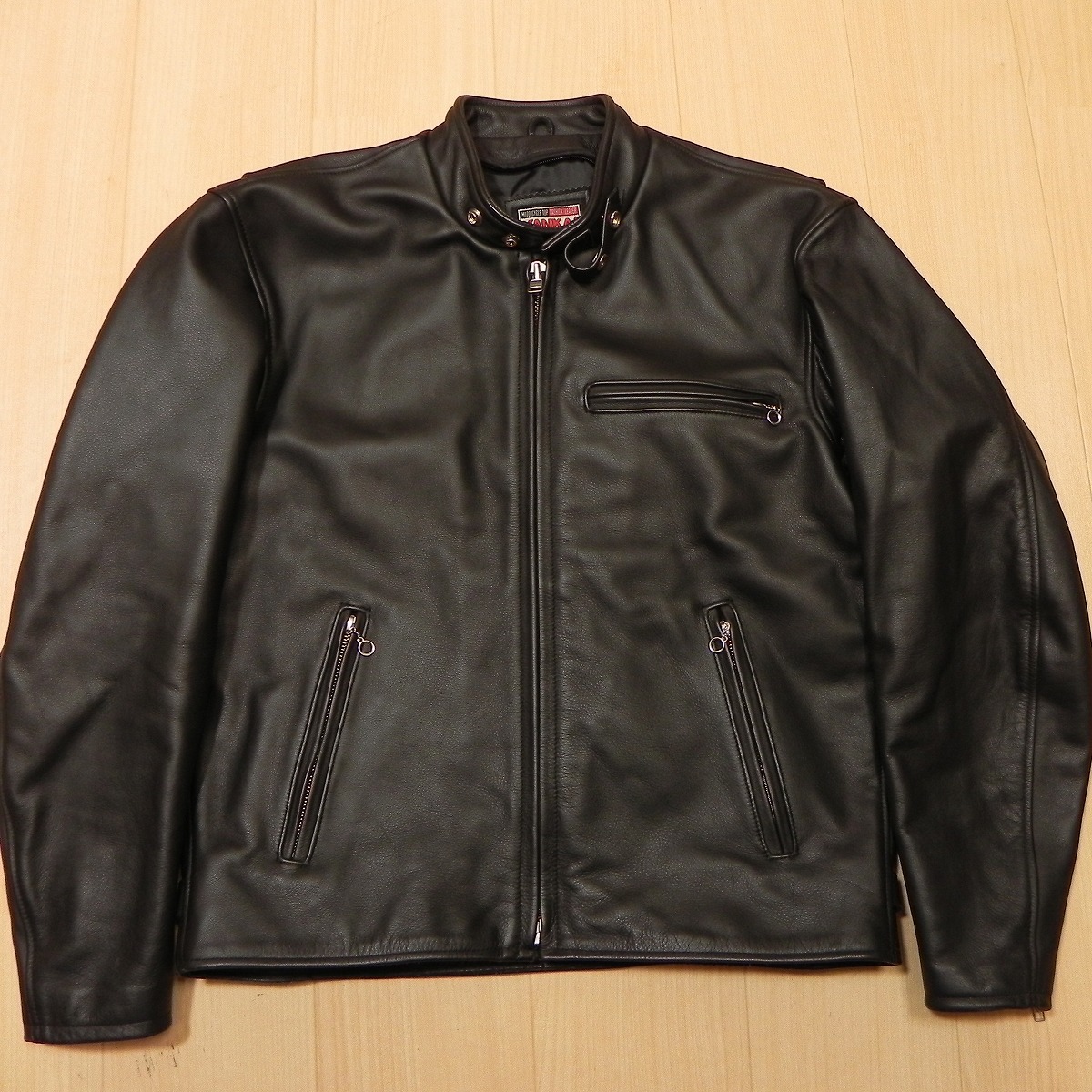 ★ NANKAI レザー シングル ライダース ジャケット ブルゾン 牛革 黒 ブラック メンズ 大きい 南海部品 ナンカイ LL 中古 古着 ★h拍卖