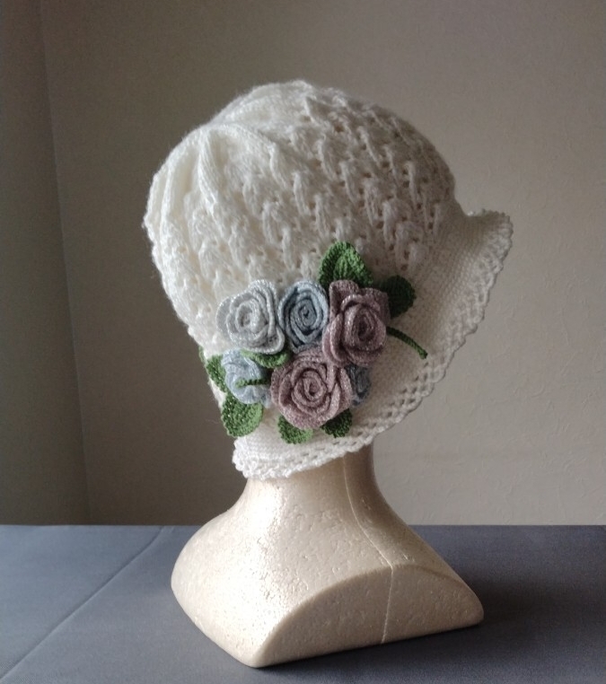 ブリム帽子 薔薇 白 ami laine拍卖