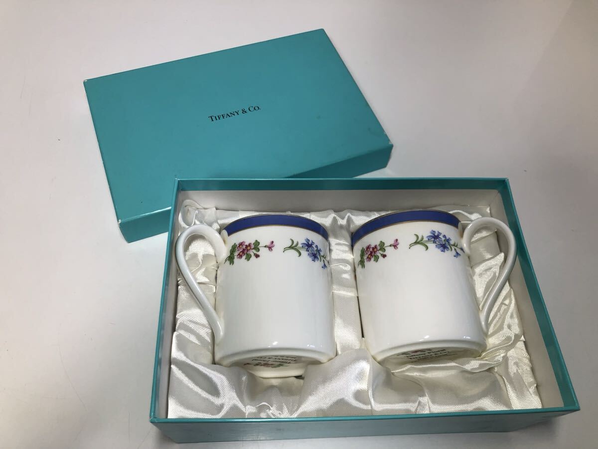11-166 TIFFANY & Co. Tiffany Floral ティファニーフローラル 花柄 ペア マグカップ カップ セット ブランド 箱付き拍卖