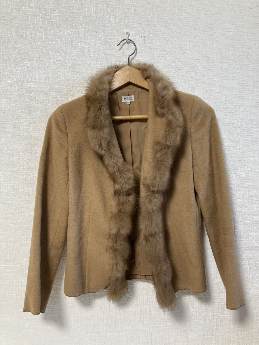 11-21 FOXEY フォクシー ジャケット ファー 服 キャメル レディース ファッション ブランド 女性用 サイズ 40 拍卖