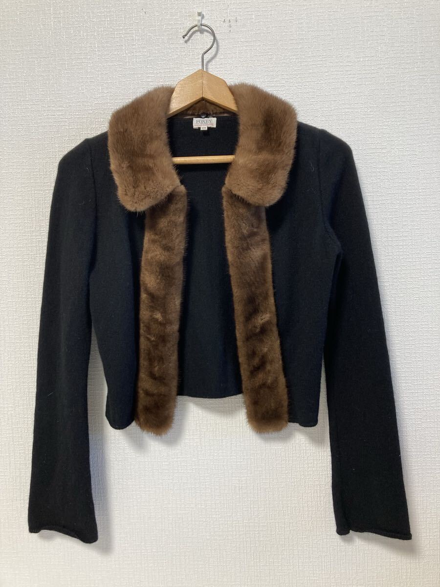 11-25 FOXEY フォクシー 服 トップス ニット ファー ブラック カラー レディース ファッション ブランド サイズ 38拍卖