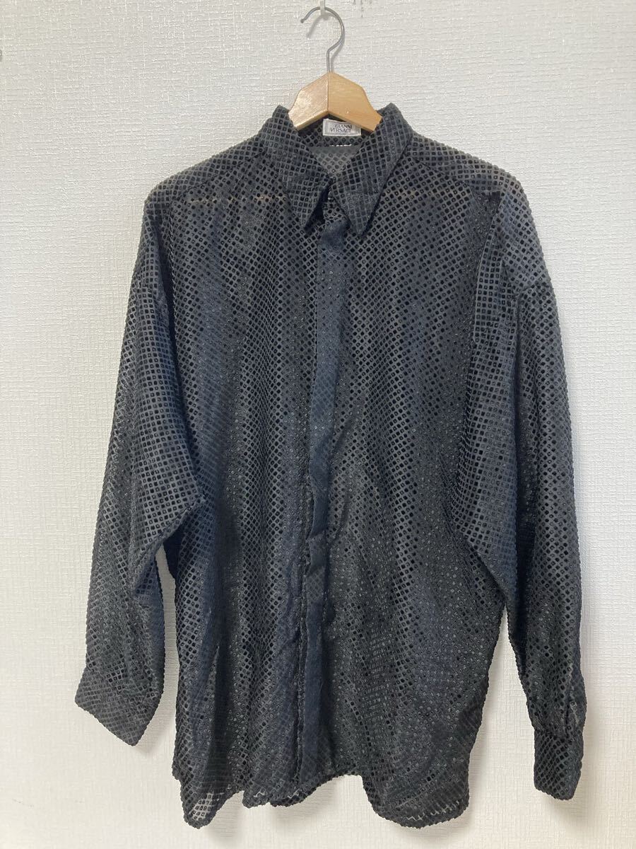 11-32 GIANNI VERSACE ジャンニ ヴェルサーチ 服 トップス 長袖シャツ シャツ メンズ ファッション ブランド ブラック サイズ 50拍卖