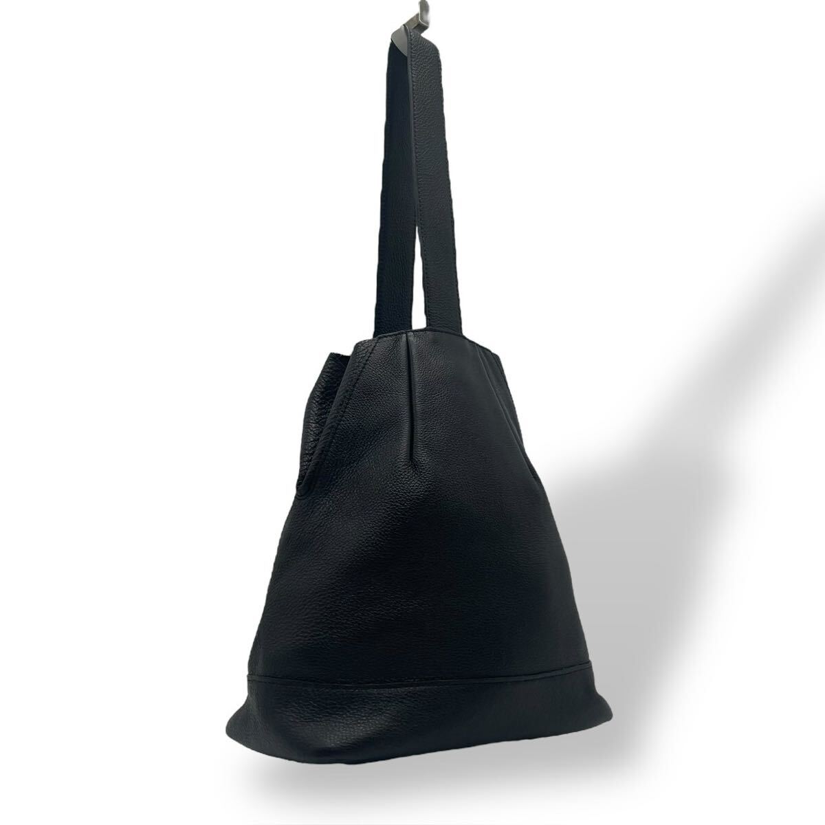 未使用級 ポルペッタ POLPETTA TULIPANO-P 巾着 レザー バッグ 2way ブラック拍卖