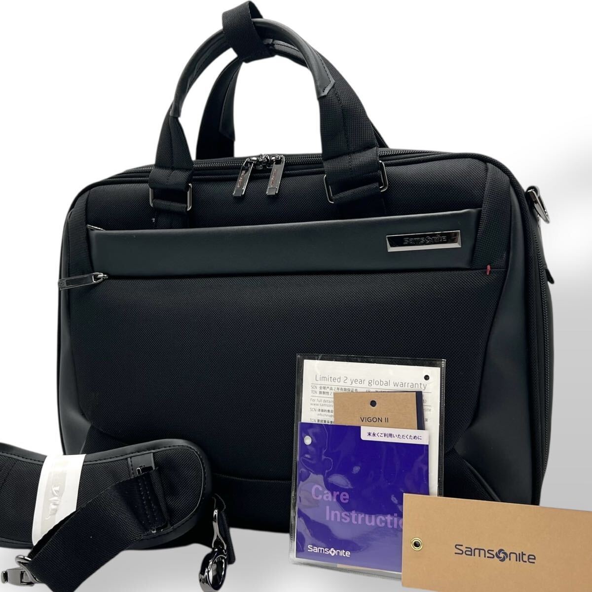 良品 Samsonite サムソナイト ヴァイゴンⅡ ビジネスバッグ ブラック 2way A4可 USBポート搭載 ブリーフケース 大容量拍卖